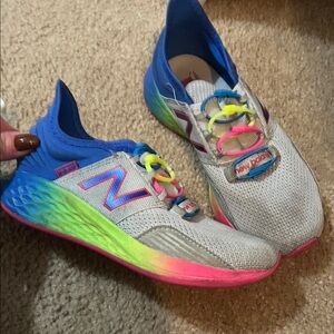 New Balance Kids' Blue and Neon Sneakers